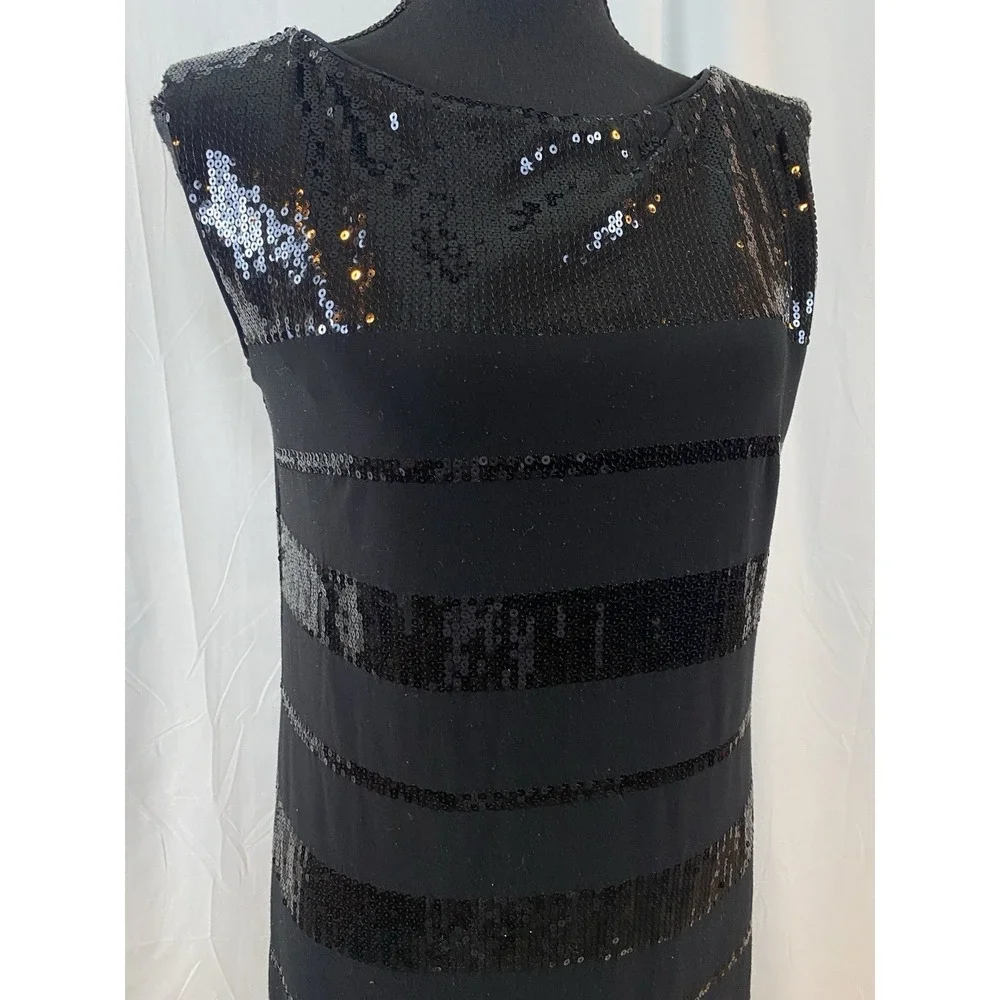 White House Black Market‎ Women's Size Small Black Sequin Striped  Sheath Dress